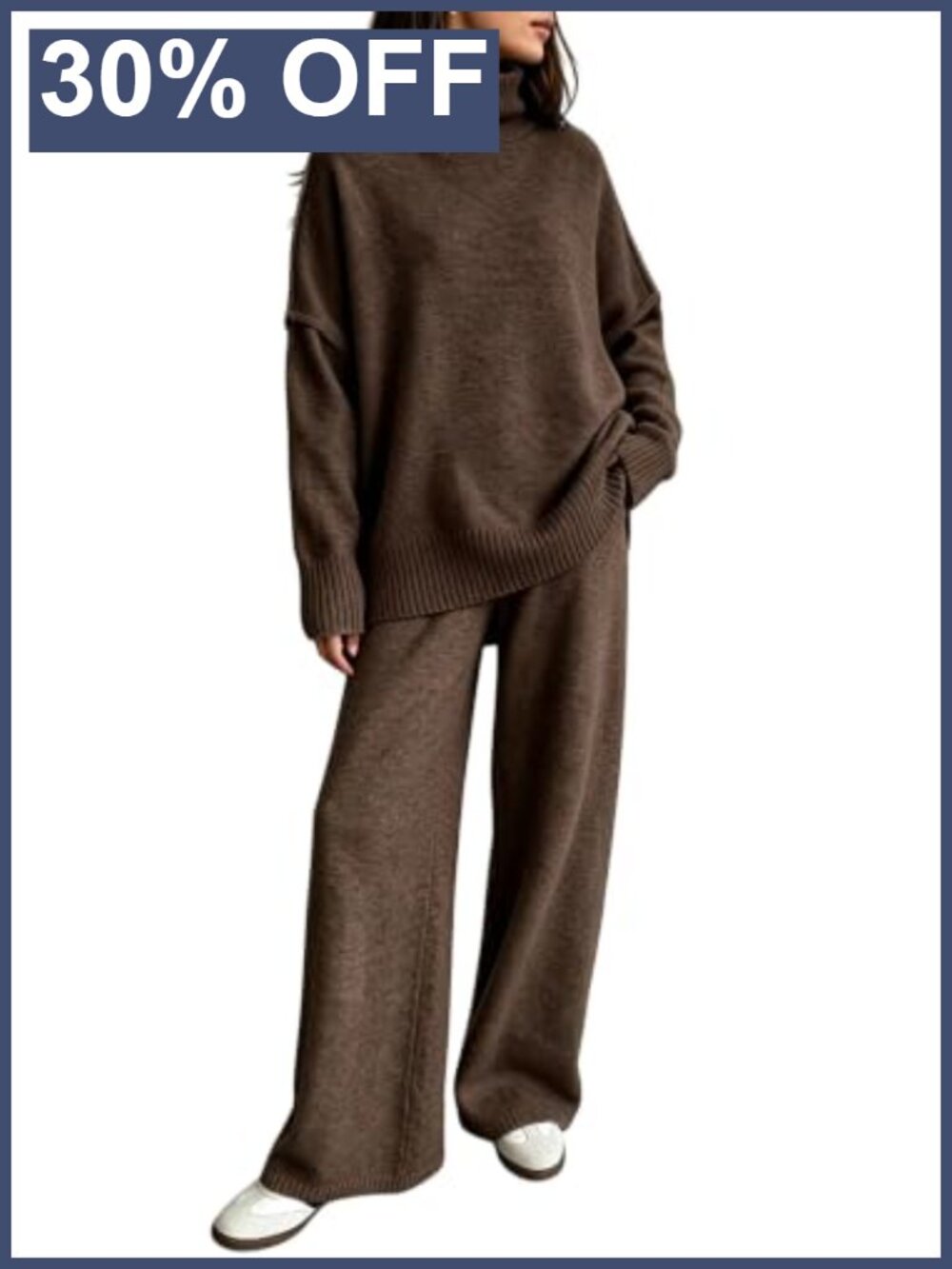 Women's 2 Piece Knit Sweater Set Wide Leg Pants Lounge Outfit